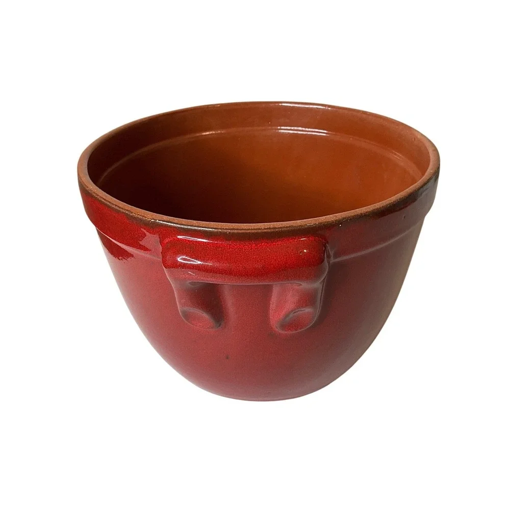 Tavola Bella Terracotta Pottery Stonewear Red Glazed Crock Pot Bowl Planter